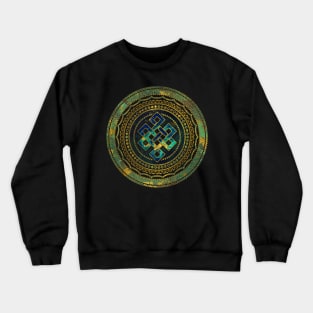 Marble and Abalone Endless Knot  in Mandala Decorative Shape Crewneck Sweatshirt